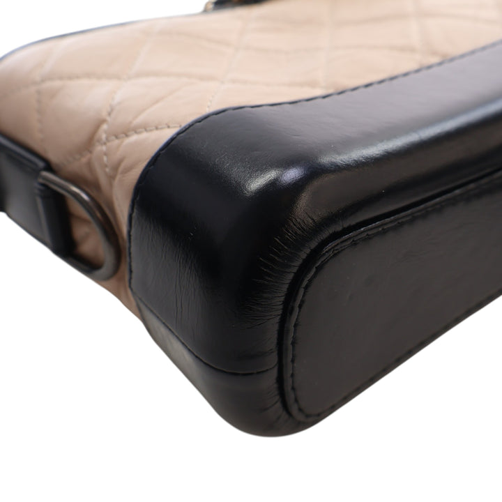 Bicolore Matelassé vieilli Gabrielle Hobo Petit Cuir de veau Noir