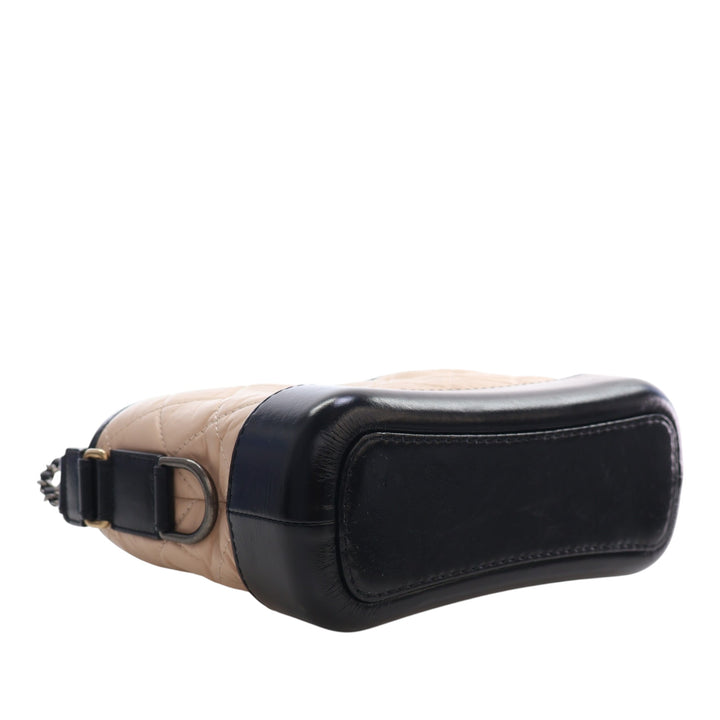 Bicolore Matelassé vieilli Gabrielle Hobo Petit Cuir de veau Noir