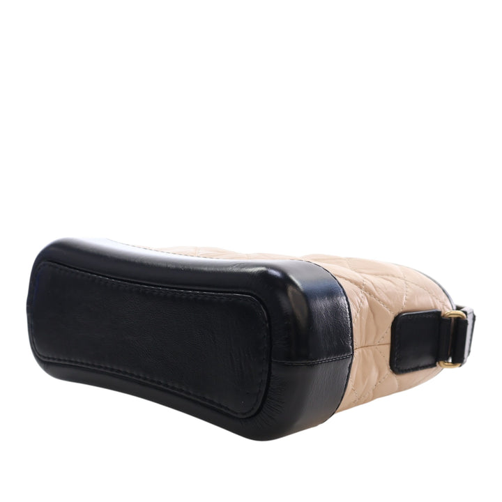 Bicolore Matelassé vieilli Gabrielle Hobo Petit Cuir de veau Noir