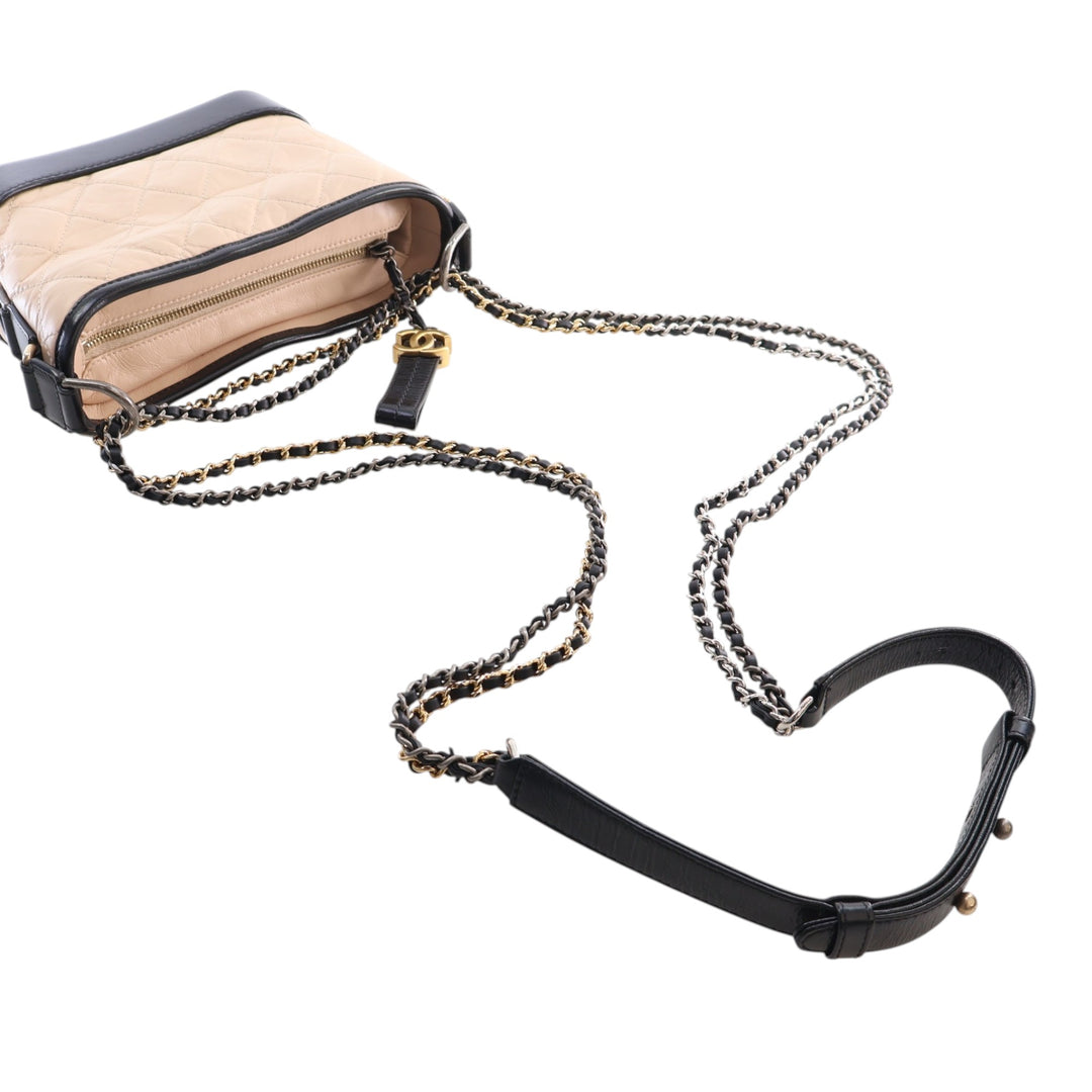 Bicolore Matelassé vieilli Gabrielle Hobo Petit Cuir de veau Noir