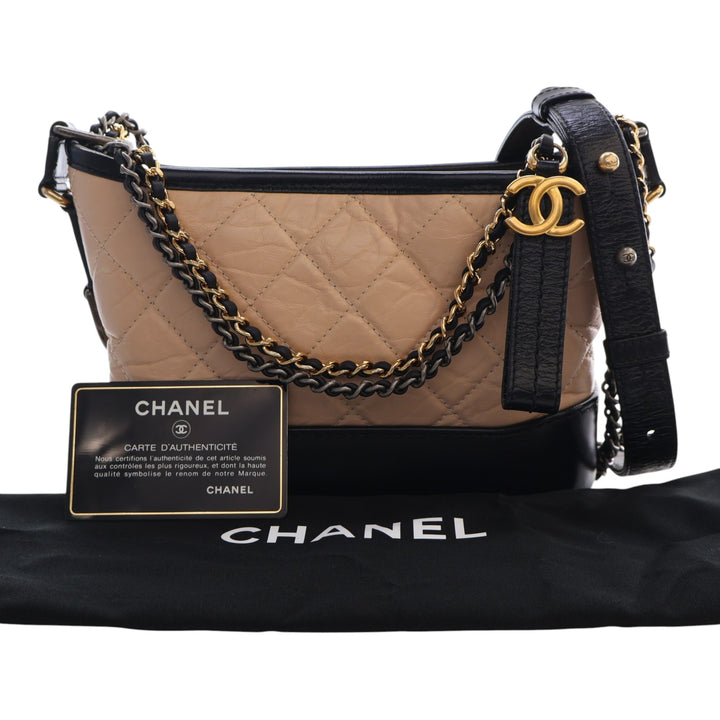 Bicolore Matelassé vieilli Gabrielle Hobo Petit Cuir de veau Noir