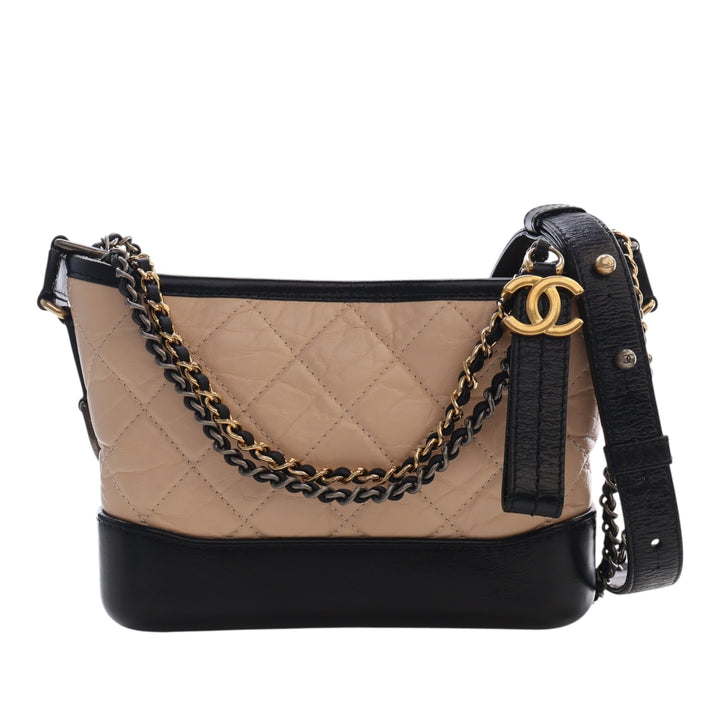 Bicolore Matelassé vieilli Gabrielle Hobo Petit Cuir de veau Noir