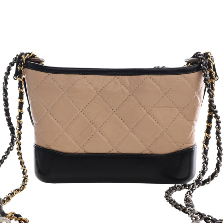 Bicolore Matelassé vieilli Gabrielle Hobo Petit Cuir de veau Noir