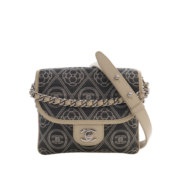 Chanel Camellia Imprimé Double Side à rabat Toile