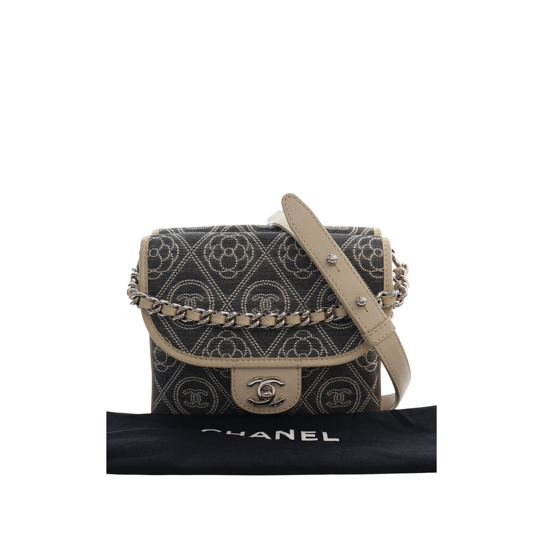 Chanel Camellia Imprimé Double Side à rabat Toile