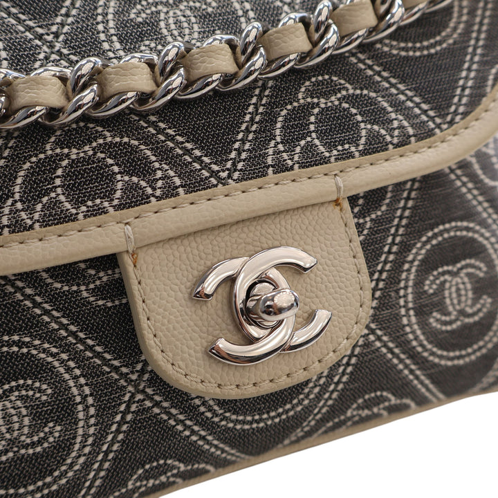Chanel Camellia Imprimé Double Side à rabat Toile