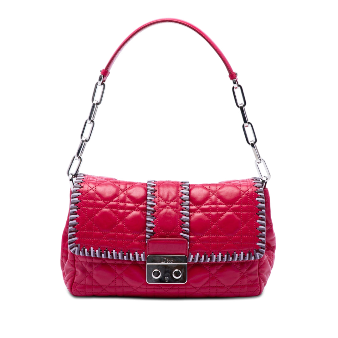 Dior Cuir d’agneau Cannage New Lock Whipstitch Chain à rabat