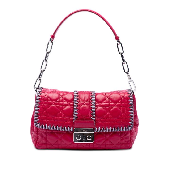 Dior Cuir d’agneau Cannage New Lock Whipstitch Chain à rabat