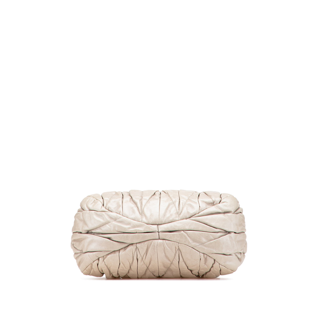 Matelasse Lambskin Satchel Brown - Gaby Paris