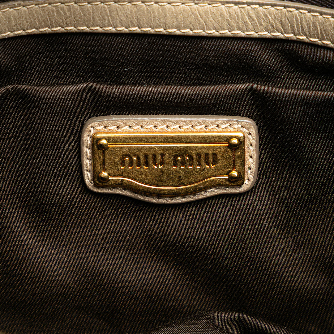 Matelasse Lambskin Satchel Brown - Gaby Paris