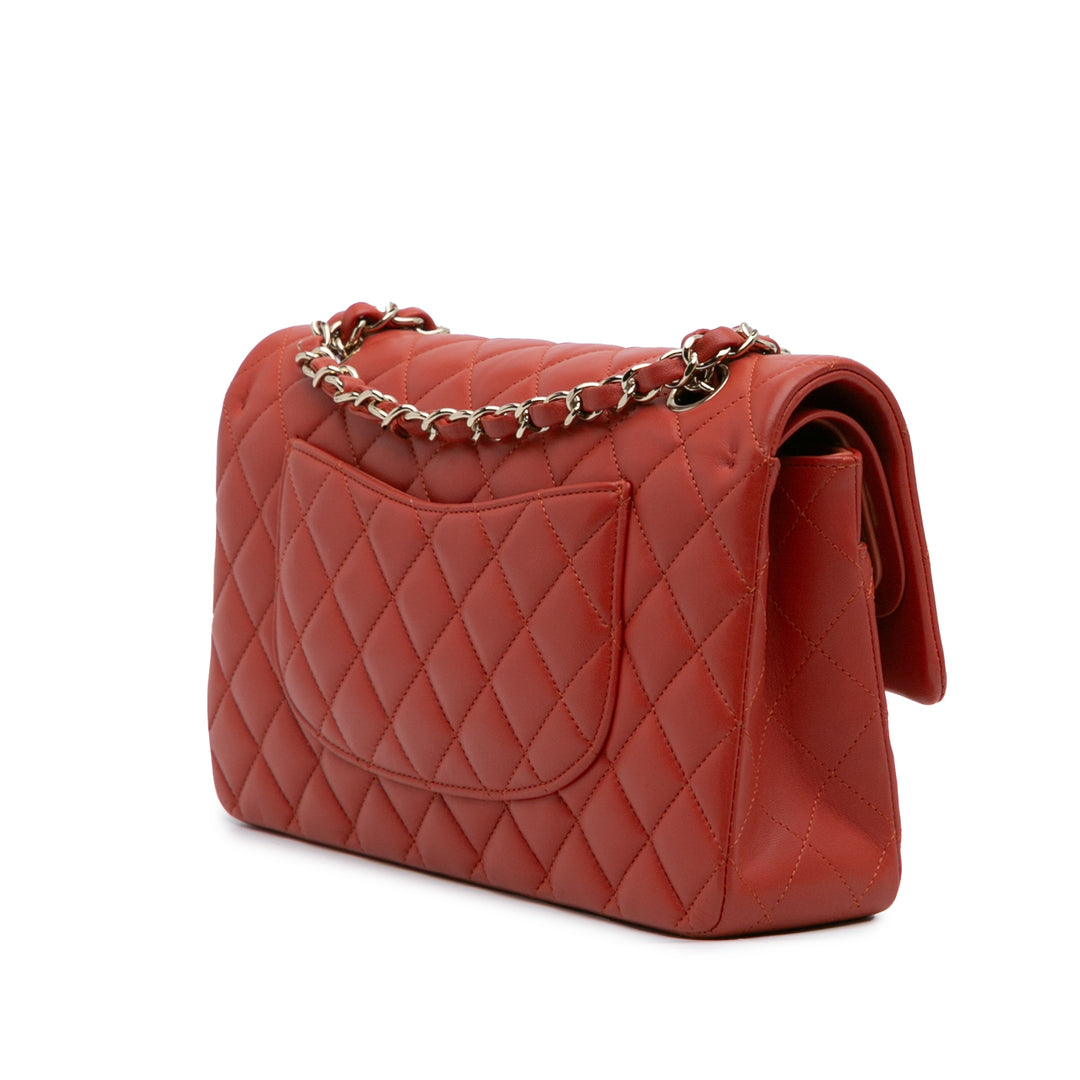 Chanel Medium Classic Cuir d’agneau Double rabat Rouge