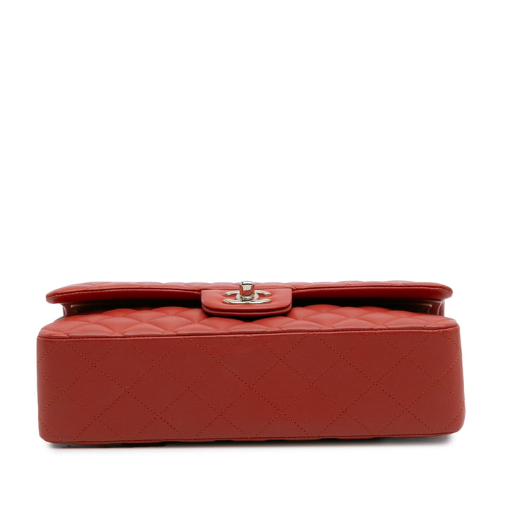 Chanel Medium Classic Cuir d’agneau Double rabat Rouge