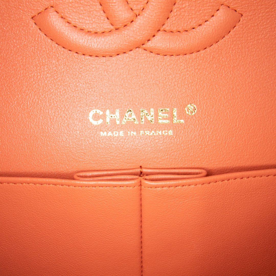 Chanel Medium Classic Cuir d’agneau Double rabat Rouge