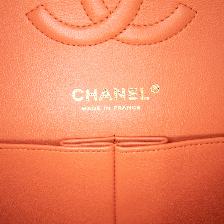 Chanel Medium Classic Cuir d’agneau Double rabat Rouge