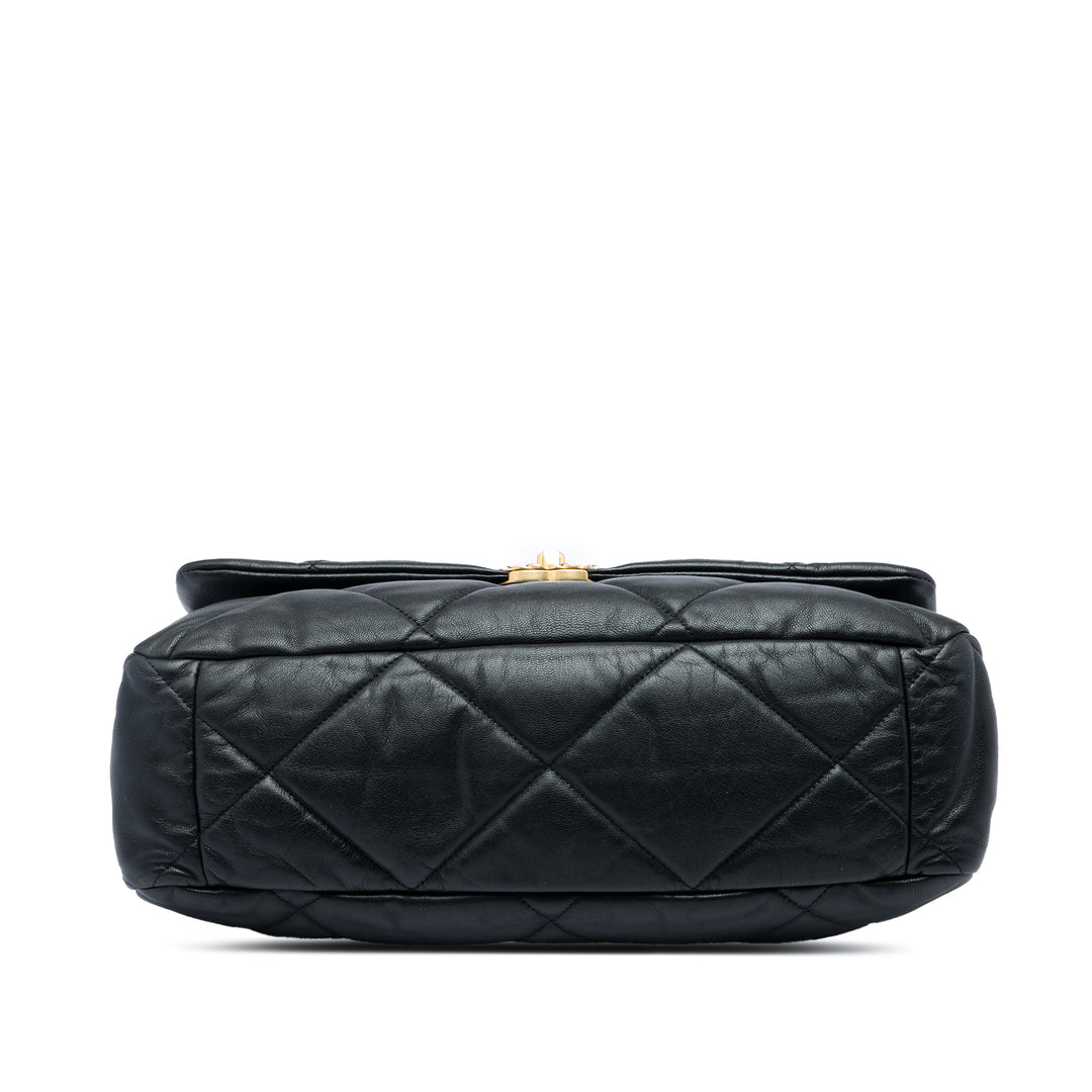Chanel 19 à rabat Maxi Cuir d'agneau Noir