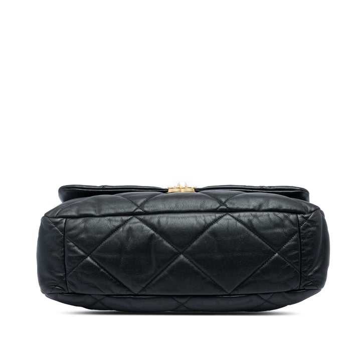 Chanel 19 à rabat Maxi Cuir d'agneau Noir