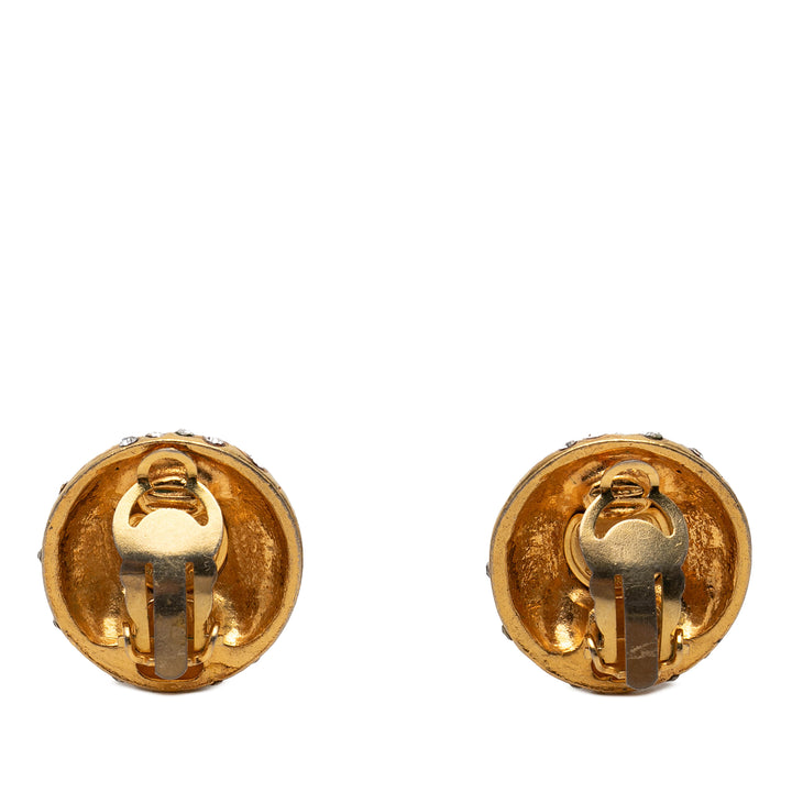 Chanel plaqué Strass Logo Lettering À clip Boucles d'oreilles Métal