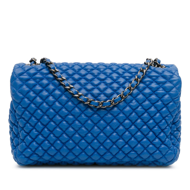 Mini Microquilted Lambskin Studded CC Flap Blue - Gaby Paris