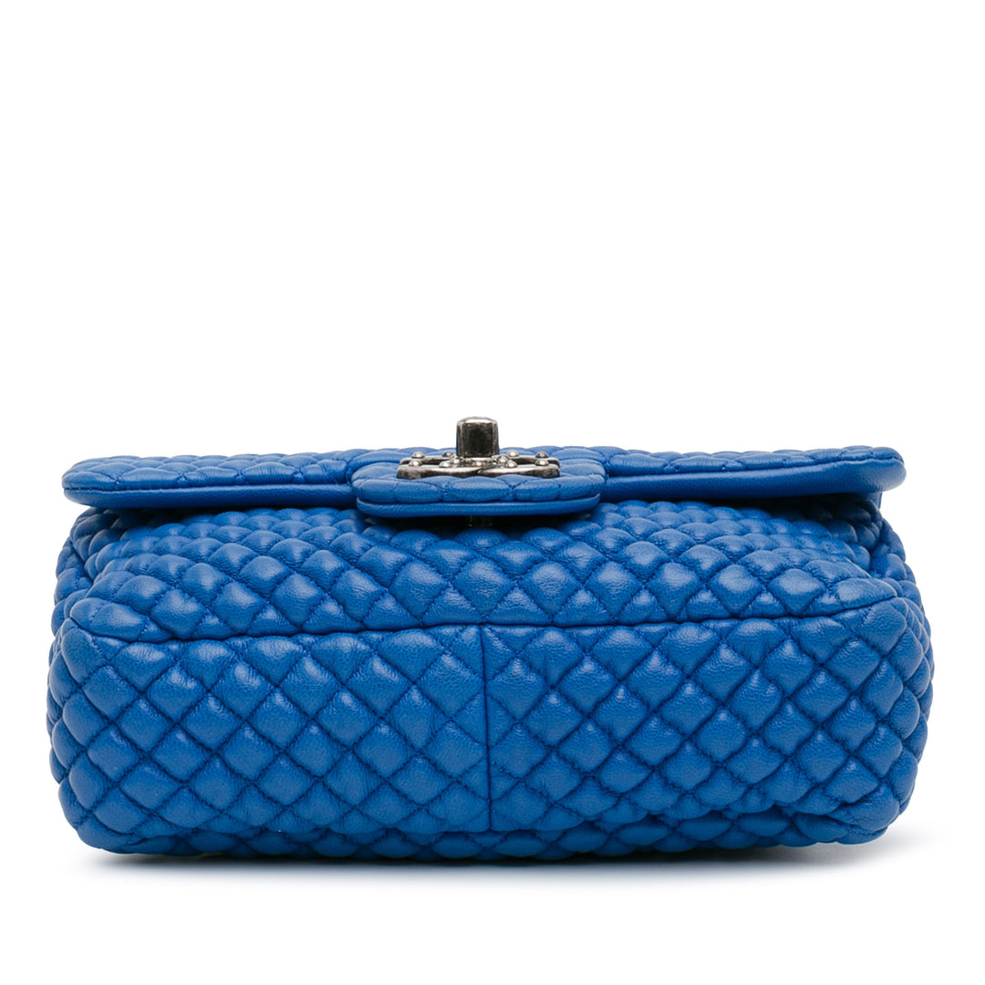 Mini Microquilted Lambskin Studded CC Flap Blue - Gaby Paris