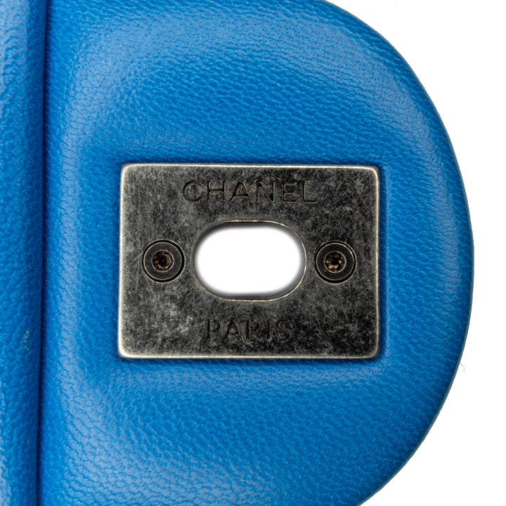 Mini Microquilted Lambskin Studded CC Flap Blue - Gaby Paris