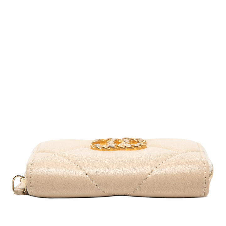 Chanel Matelassé 19 Zippé Porte-monnaie Cuir d'agneau