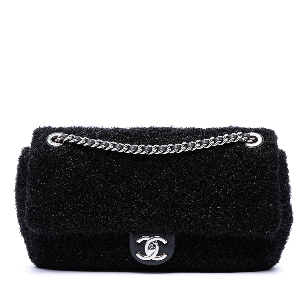Chanel Medium Matelassé Metallic Knit Pluto Glitter à rabat