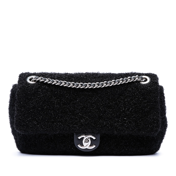 Chanel Medium Matelassé Metallic Knit Pluto Glitter à rabat
