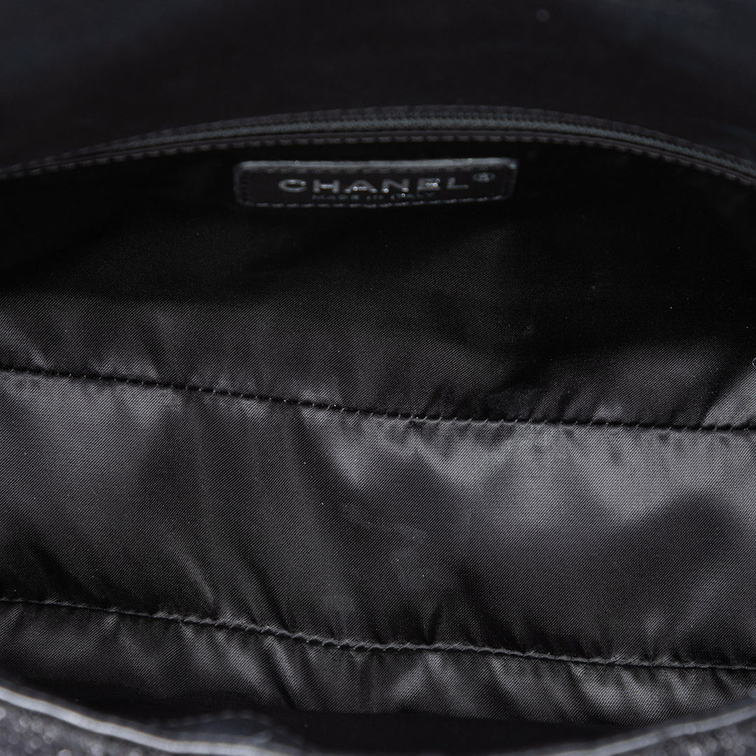 Chanel Medium Matelassé Metallic Knit Pluto Glitter à rabat