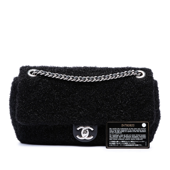 Chanel Medium Matelassé Metallic Knit Pluto Glitter à rabat