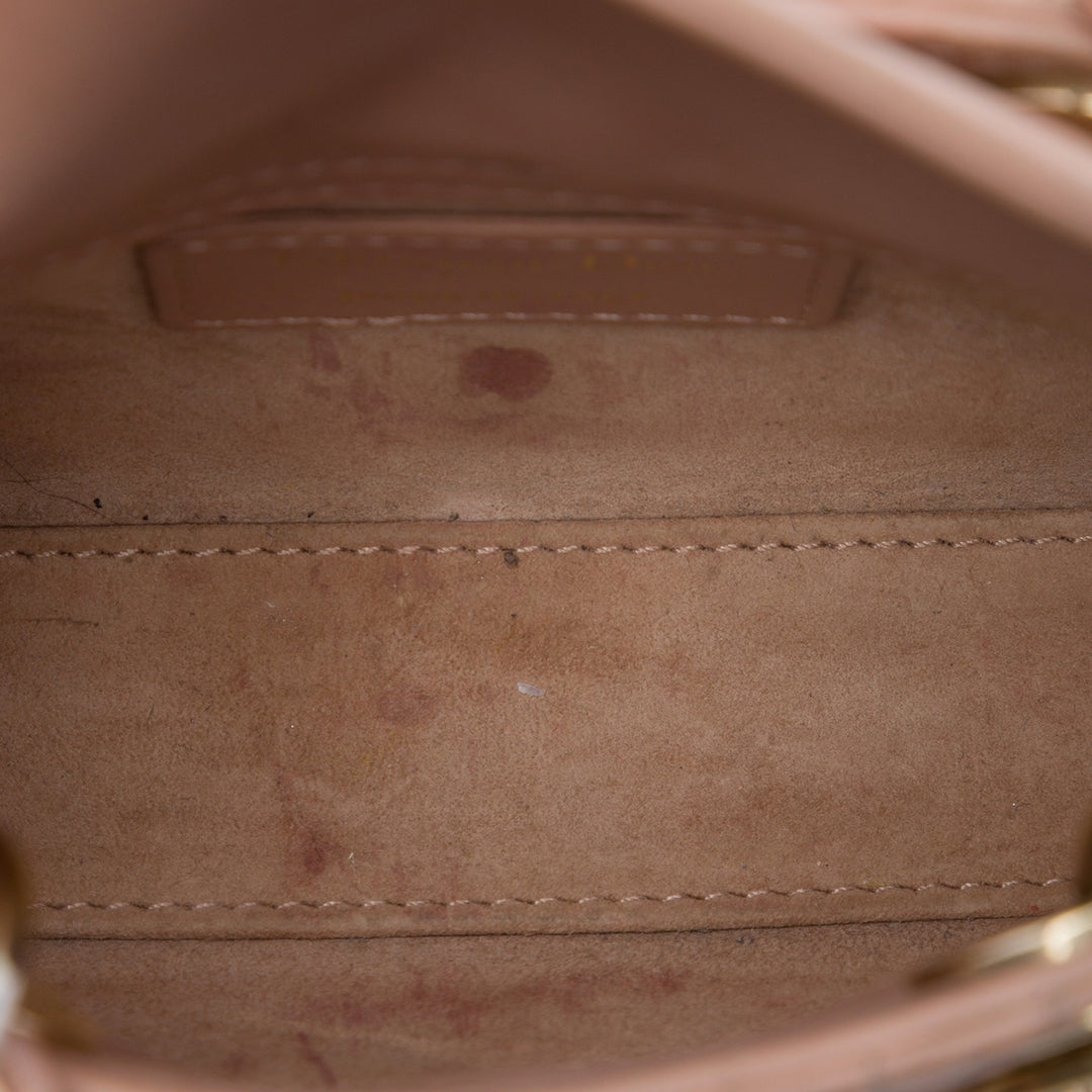 Dior Lady Dior Cannage Micro Cuir d'agneau Marron – vue 4 – GABY PARIS