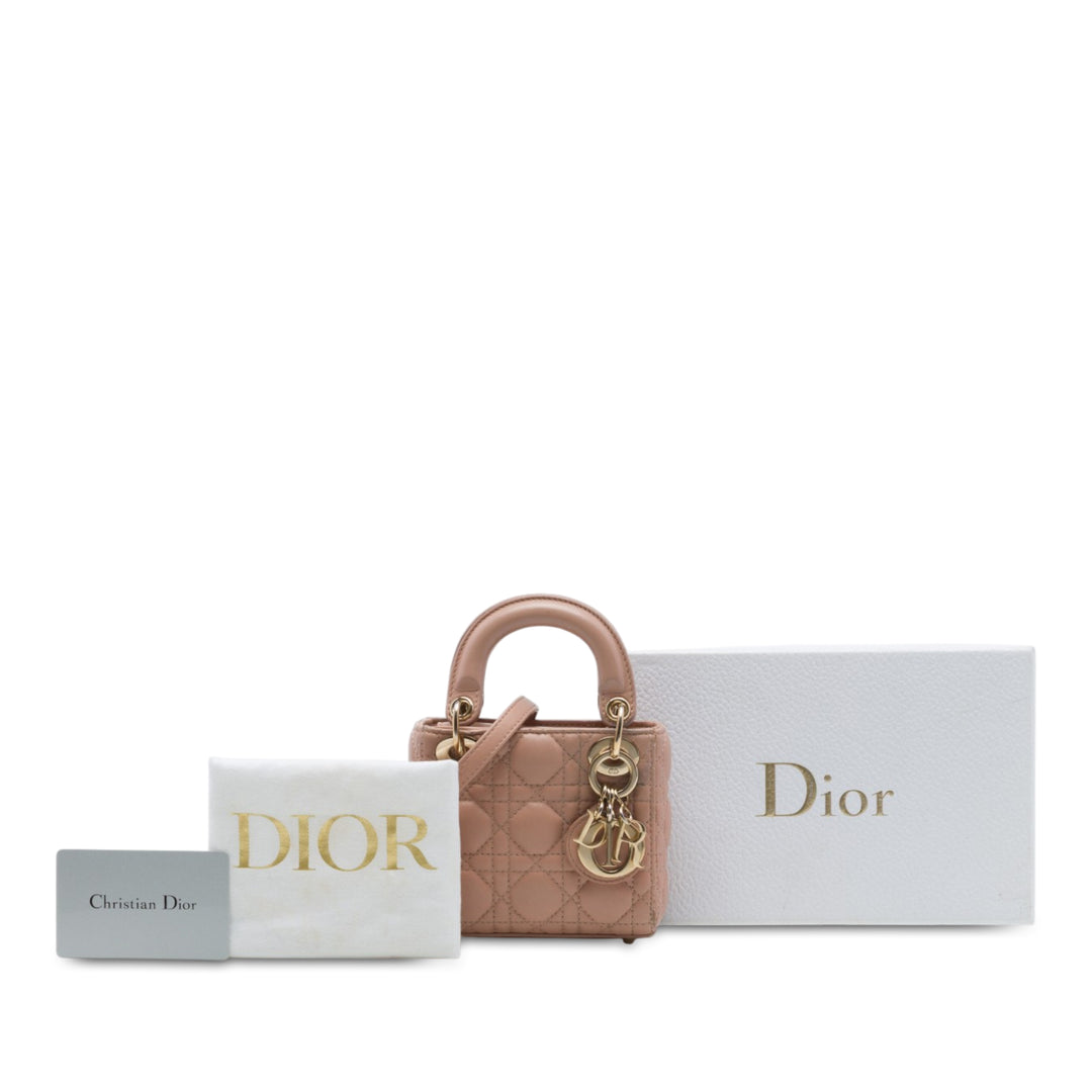 Dior Lady Dior Cannage Micro Cuir d'agneau Marron – vue 7 – GABY PARIS