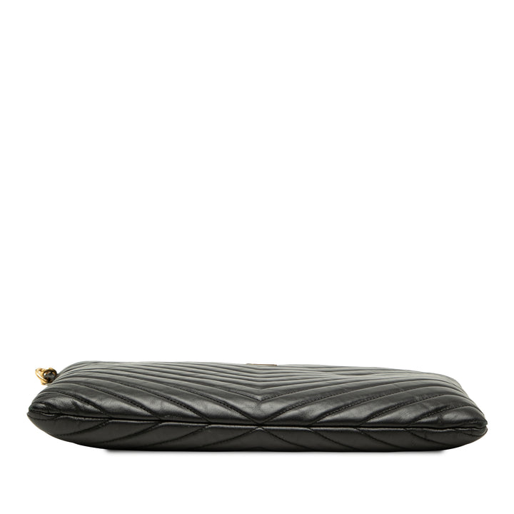 Saint Laurent Chevron Tablet Pochette Cuir de veau Noir