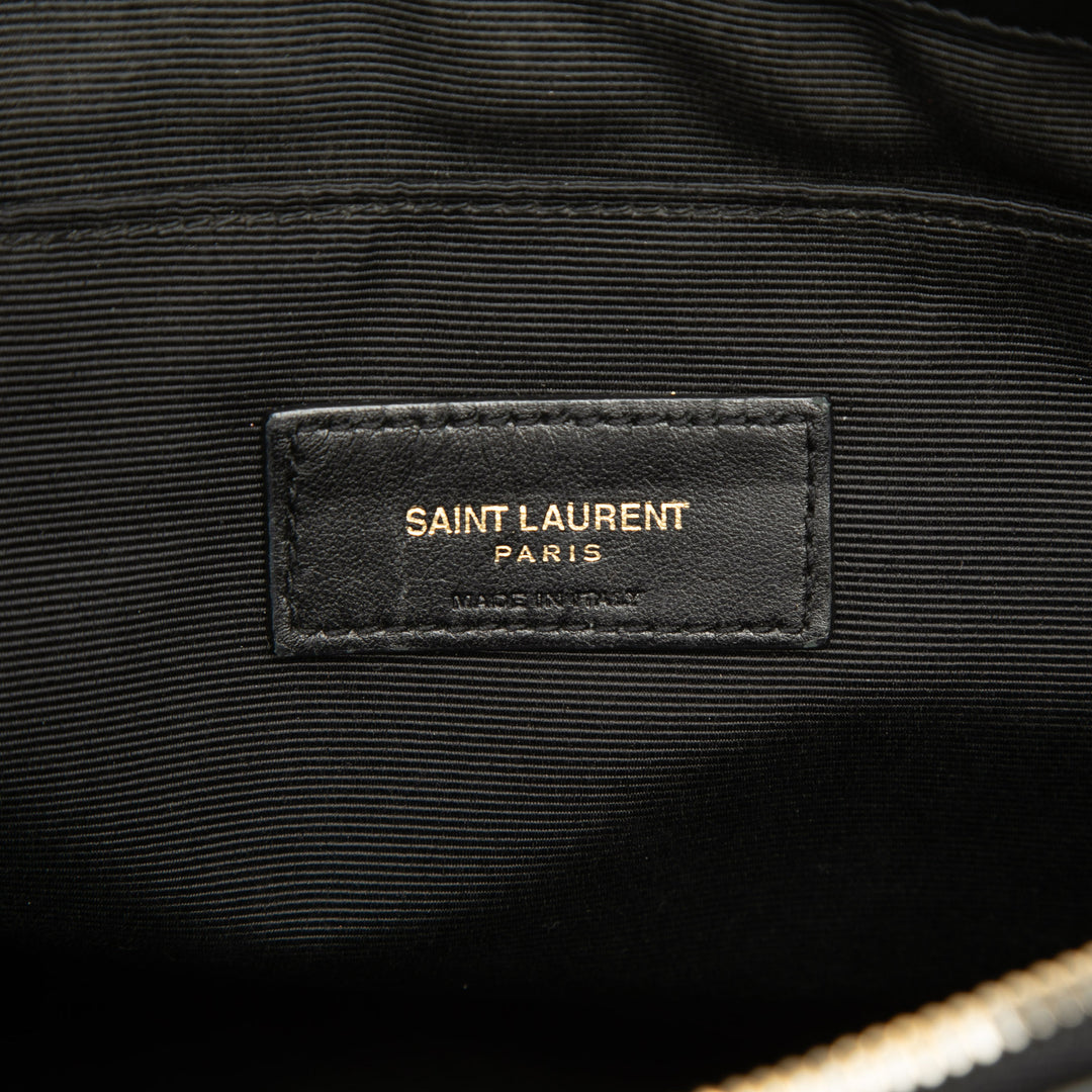 Saint Laurent Chevron Tablet Pochette Cuir de veau Noir