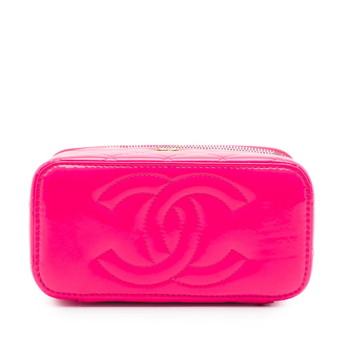 Chanel Small Matelassé Cuir verni Perle Crush Vanity avec chaîne