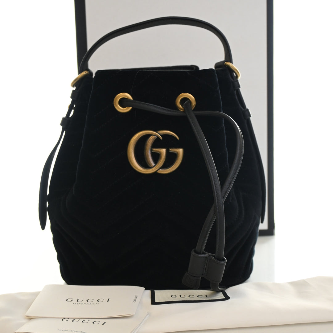 Gucci GG Marmont 2.0 Matelasse Velours Bucket Sac