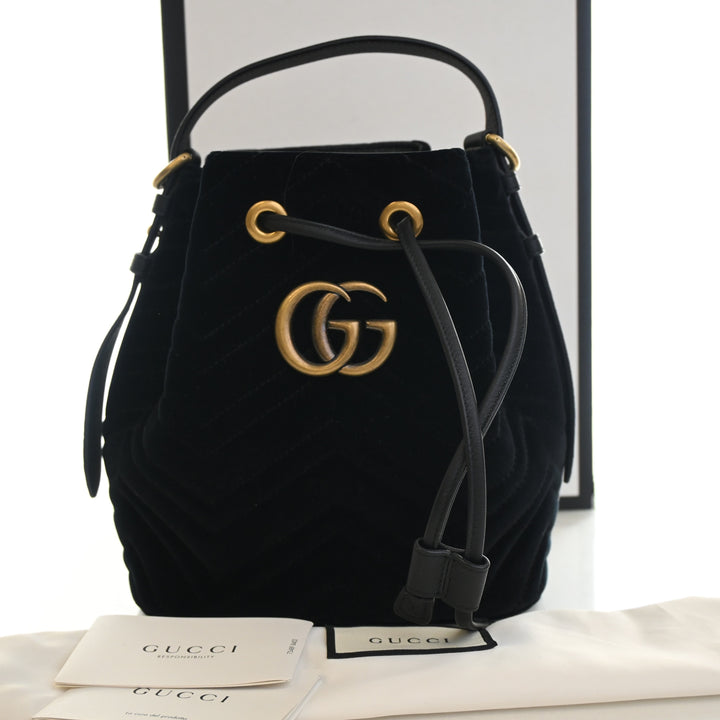 Gucci GG Marmont 2.0 Matelasse Velours Bucket Sac
