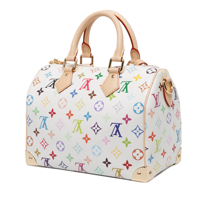 Louis Vuitton Sac à main Takashi Murakami Speedy Bandouliere 25 Monogram Multicolore Blanc – vue 2 – GABY PARIS