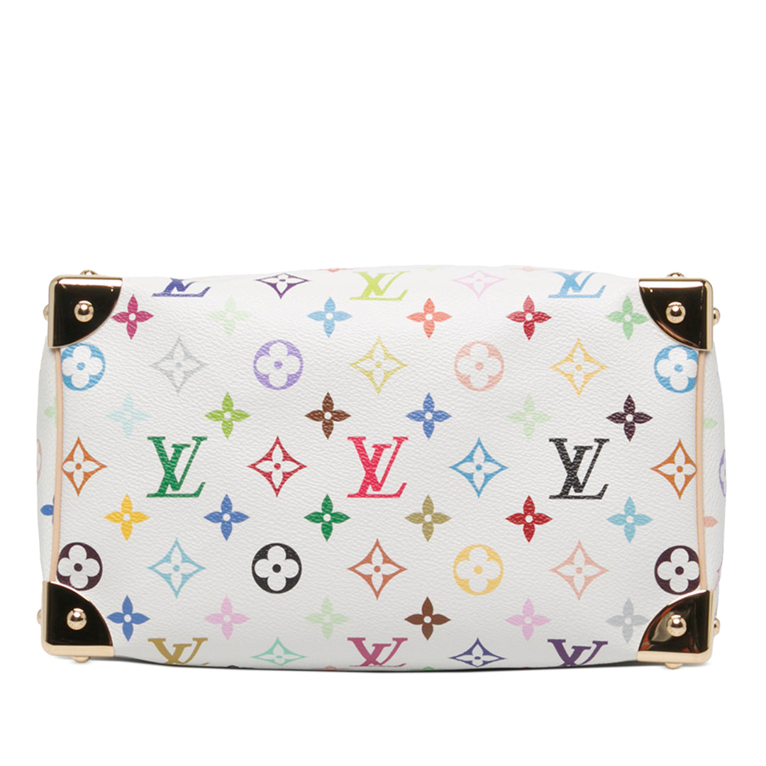 Louis Vuitton Sac à main Takashi Murakami Speedy Bandouliere 25 Monogram Multicolore Blanc – vue 3 – GABY PARIS