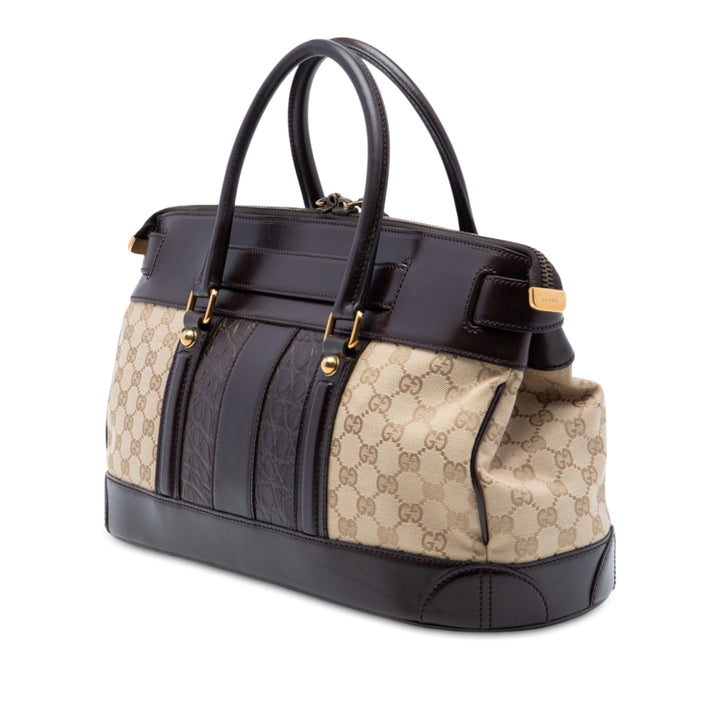 GG et Crocodile embossé Secret Sac Beige