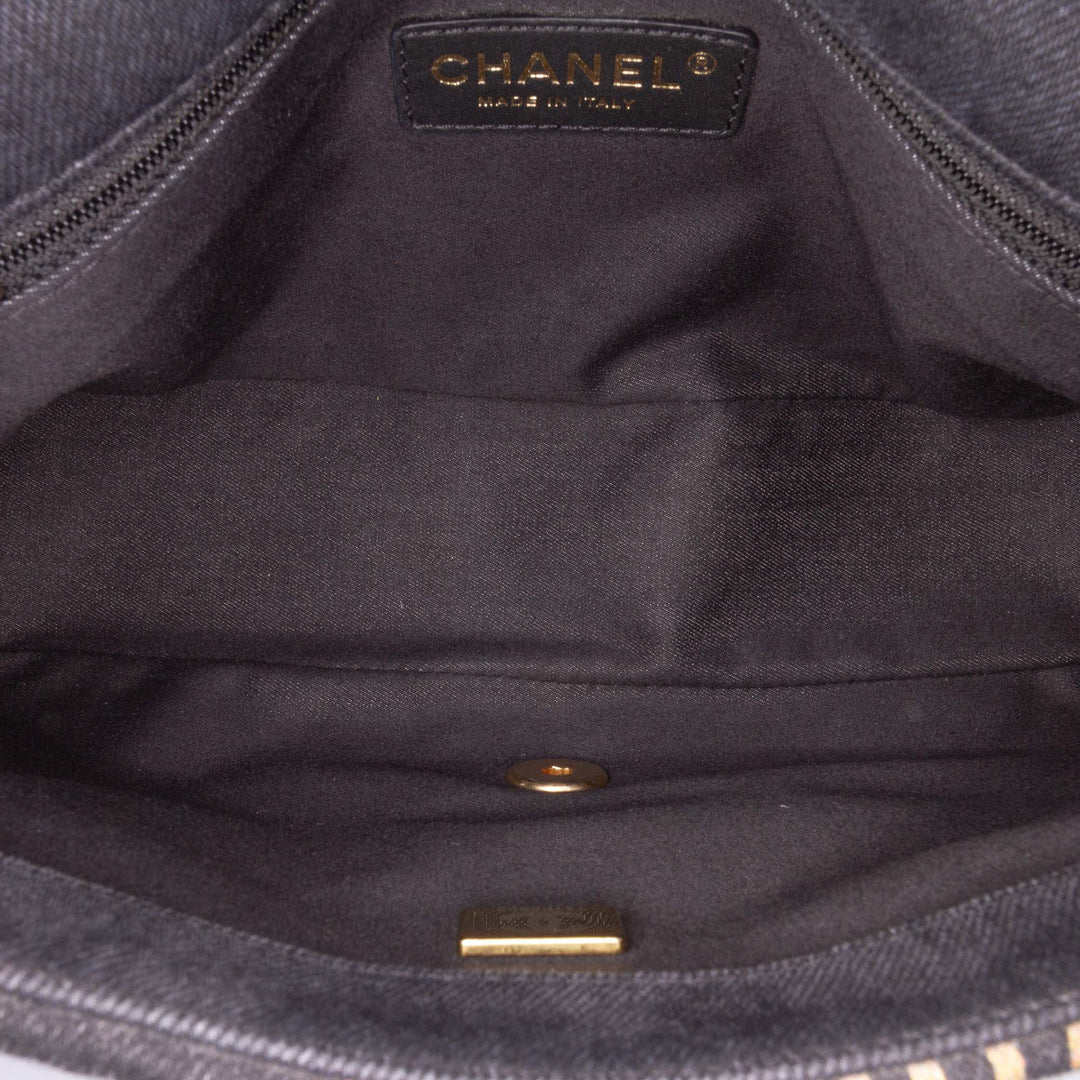 Medium Quilted Denim Mood Flap Black - Gaby Paris