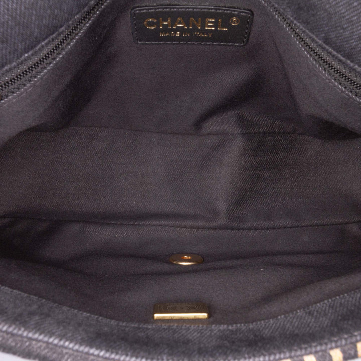 Medium Quilted Denim Mood Flap Black - Gaby Paris