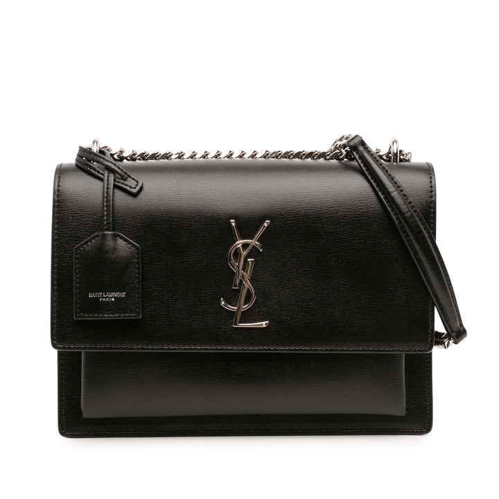 Saint Laurent Medium Cuir Monogram Sunset Sac porté croisé Noir