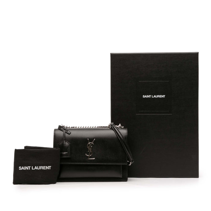 Saint Laurent Medium Cuir Monogram Sunset Sac porté croisé Noir