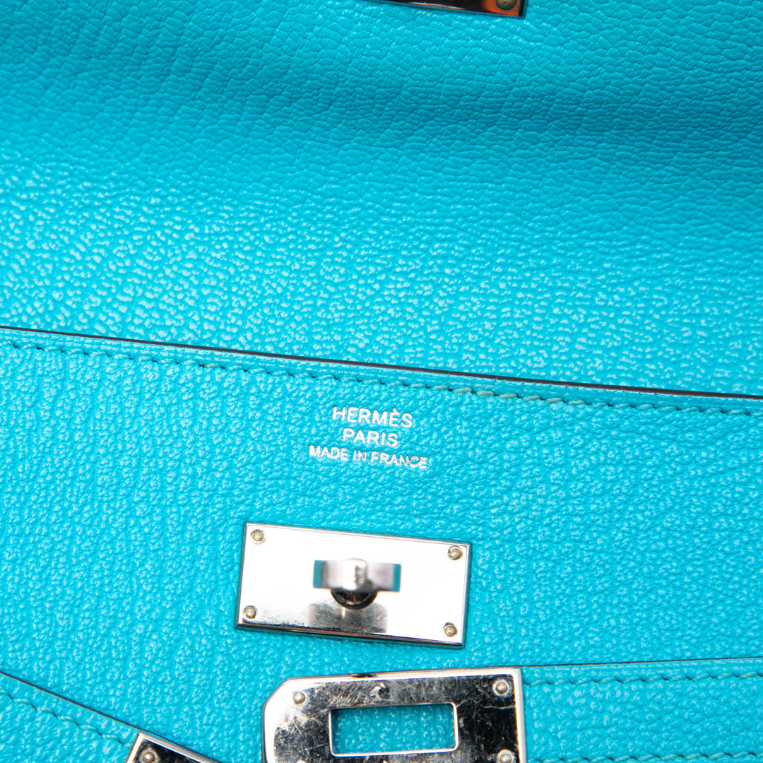 Hermès Portefeuille Chevre Mysore Kelly Longue Bleu – vue 5 – GABY PARIS