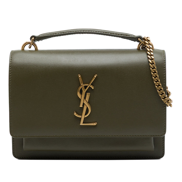 Saint Laurent Sunset Wallet on Chain Mini Cuir de veau Vert