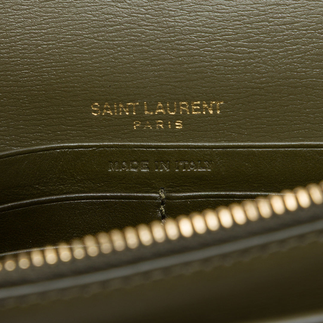 Saint Laurent Sunset Wallet on Chain Mini Cuir de veau Vert