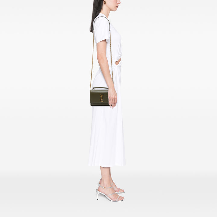 Saint Laurent Sunset Wallet on Chain Mini Cuir de veau Vert