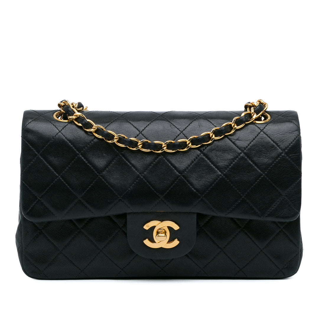 Small Classic Lambskin Double Flap Black - Gaby Paris