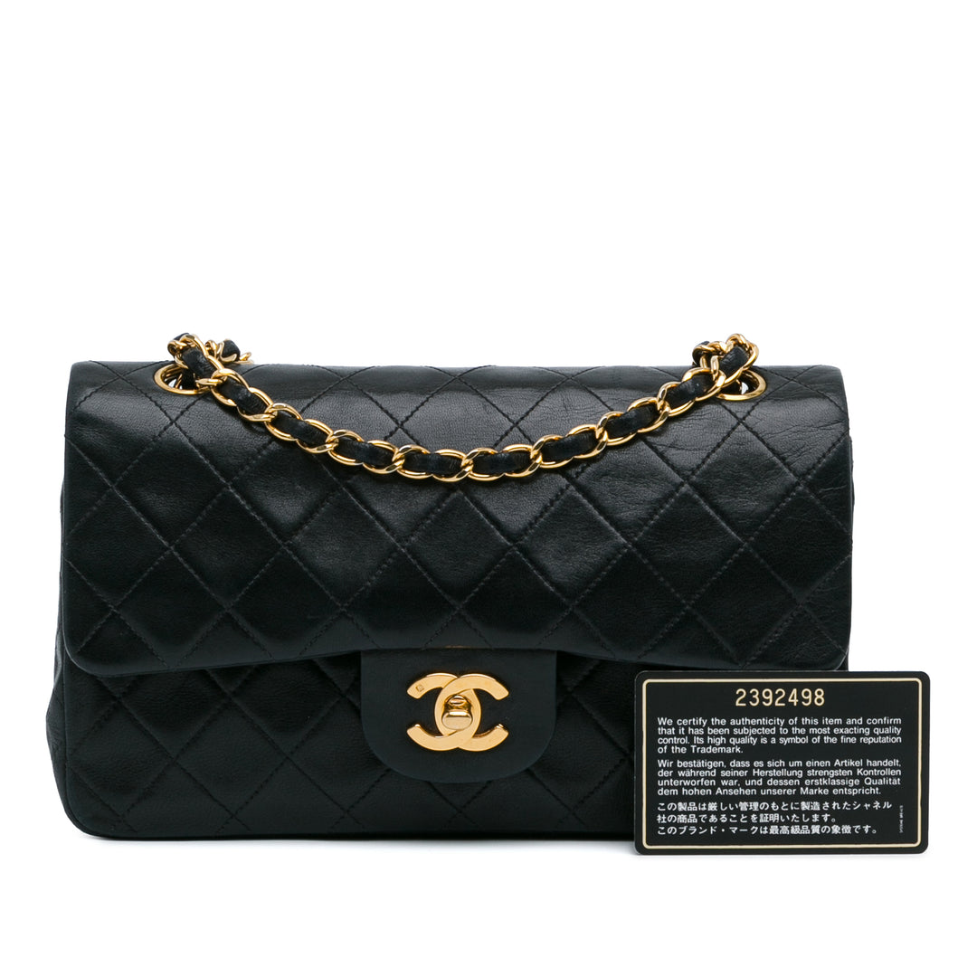 Small Classic Lambskin Double Flap Black - Gaby Paris