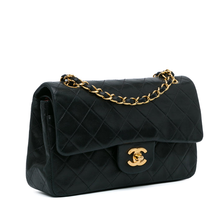 Small Classic Lambskin Double Flap Black - Gaby Paris